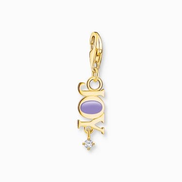 Thomas Sabo Gold Tone Joy with CZ & Purple Enamel Charm 2.6 x 0.6cm