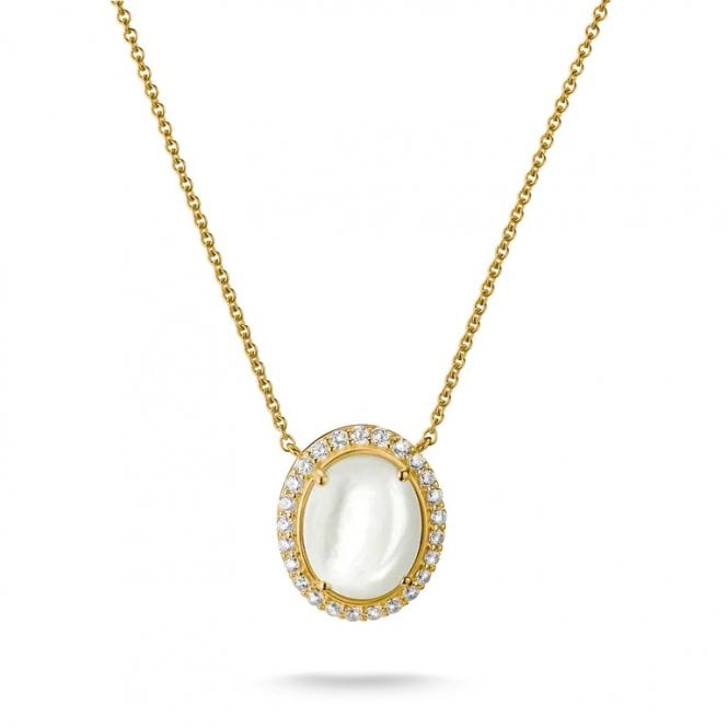Thomas Sabo  Gold Tone Mother-of-Pearl & CZ Necklace 1.6 x 1.3cm, 40-45cm