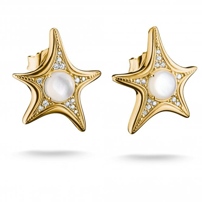 Thomas Sabo  Gold Tone Mother-of-Pearl Starfish Stud Earrings 1.55 x 1.8cm