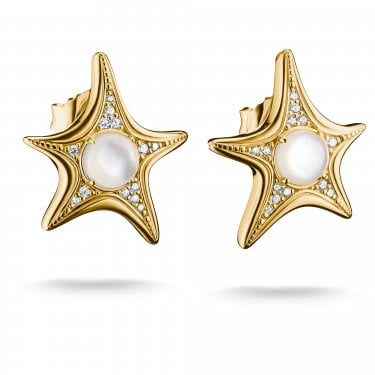 Thomas Sabo Gold Tone Mother-of-Pearl Starfish Stud Earrings 1.55 x 1.8cm