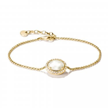 Thomas Sabo Gold Tone Mother Of Pearl With CZ Bracelet 16cm + 3cm