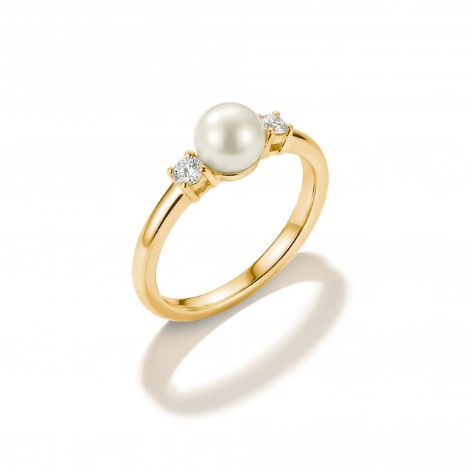 Thomas Sabo  Gold Tone Pearl CZ Ring 0.5 x 0.9cm, Size 56