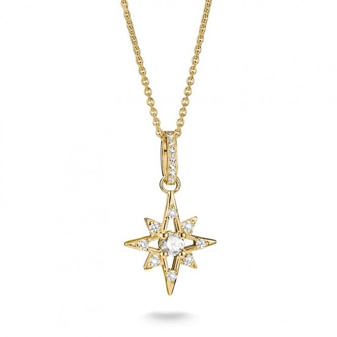 Thomas Sabo  Gold Tone Star CZ Necklace 2.4 x 1.4cm, 45-50cm