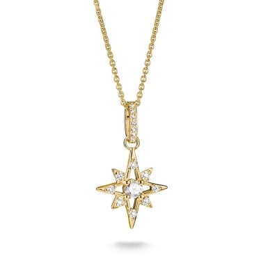Thomas Sabo Gold Tone Star CZ Necklace 2.4 x 1.4cm, 45-50cm