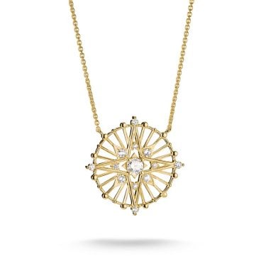 Thomas Sabo Gold Tone Talisman CZ Necklace 2.4 x 2.4cm, 40-45cm