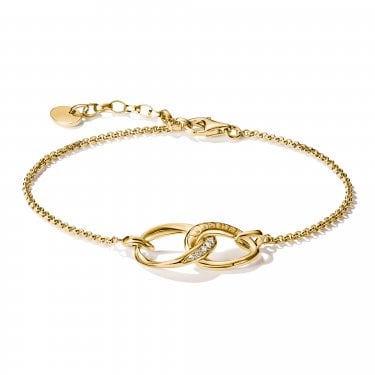 Thomas Sabo Gold Tone Together Intertwined Circles Bracelet With CZ 16cm + 3cm