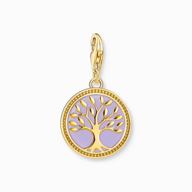 Thomas Sabo Gold Tone Tree of Love Purple Enamel Charm 3 x 1.7cm