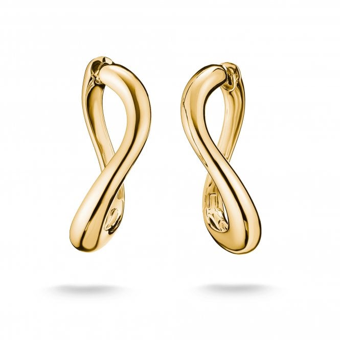 Thomas Sabo  Gold Tone Wave-Shaped Hoop Earrings 0.4 x 2.4cm