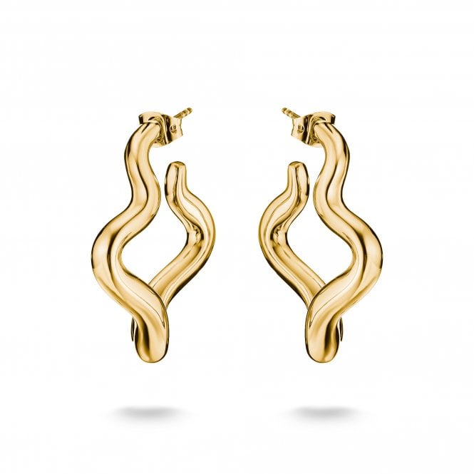 Thomas Sabo  Gold Tone Wavy Hoop Earrings 3 x 3.8cm