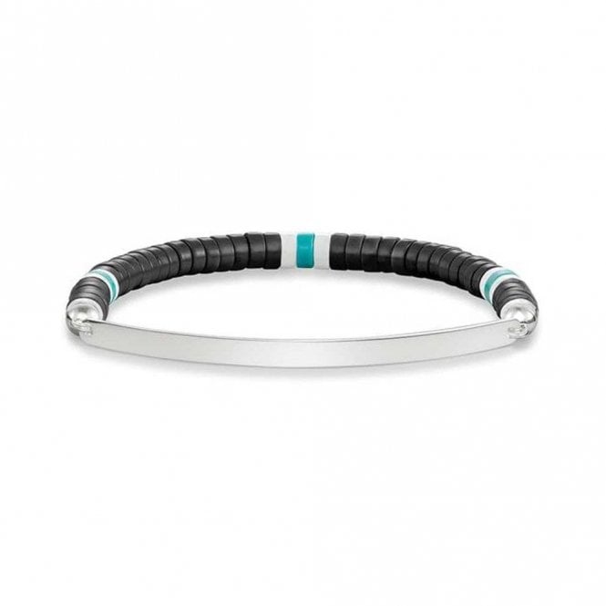 Thomas Sabo  Love Bridge Black Obsidian Ethno Bracelet Stretch 17.5cm 