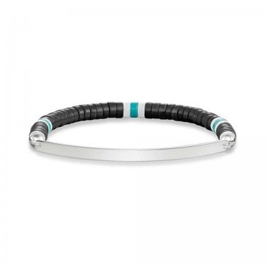 Thomas Sabo Love Bridge Black Obsidian Ethno Bracelet Stretch 17.5cm 