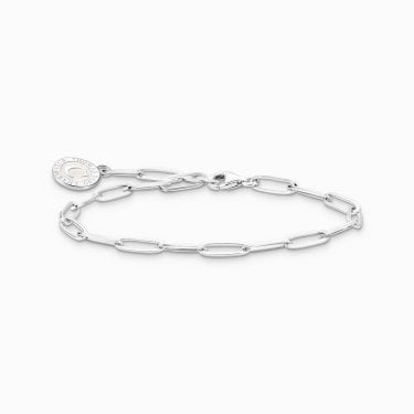 Thomas Sabo Paperclip link Charm Bracelet with White Charmista Coin 0.3 x 1cm, 17cm 
