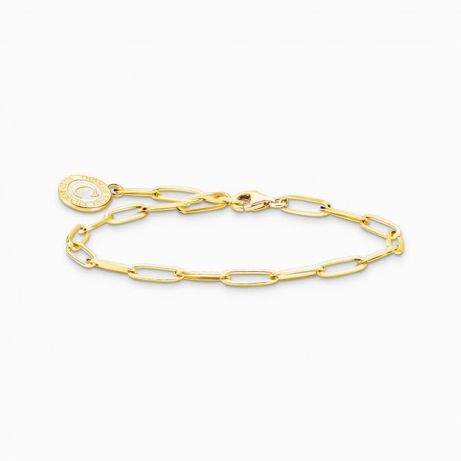 Thomas Sabo  Paperclip link Gold Tone Charm Bracelet with White Charmista Coin 0.3 x 1cm, 17cm 