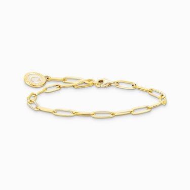 Thomas Sabo Paperclip link Gold Tone Charm Bracelet with White Charmista Coin 0.3 x 1cm, 17cm 