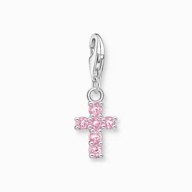 Thomas Sabo Pink CZ Claw Set Cross Charm 2.5 x 0.9cm