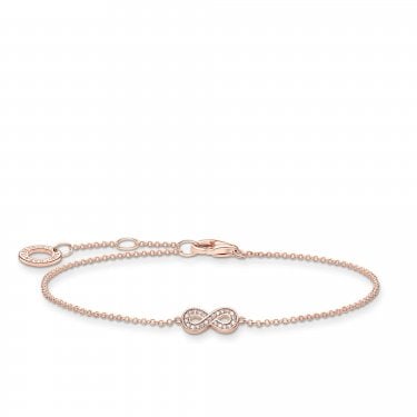 Thomas Sabo Rose Gold Tone CZ Infinity Bracelet 16-19cm
