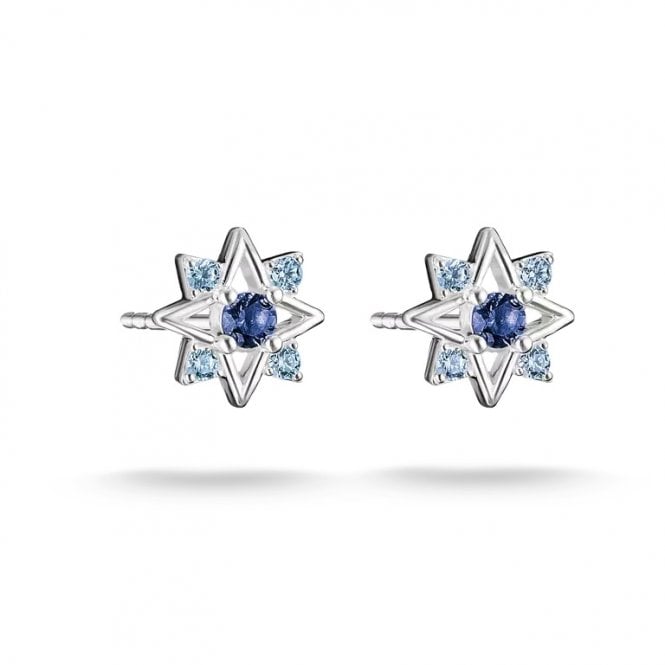 Thomas Sabo  Silver Star Stud Earrings With Blue Stones 0.97 x 0.97cm