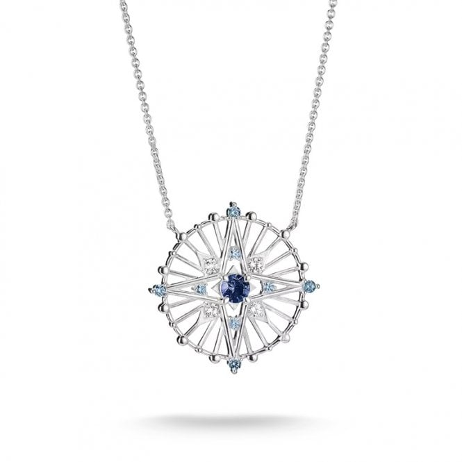 Thomas Sabo  Silver Talisman CZ Necklace With Blue Stones 2.3 x 2.3cm, 40-45cm