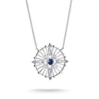 Thomas Sabo Silver Talisman CZ Necklace With Blue Stones 2.3 x 2.3cm, 40-45cm