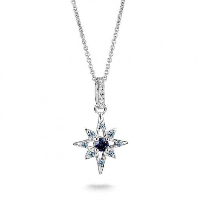 Thomas Sabo  Star CZ Necklace With Blue Stones 2.4 x 1.4cm, 45-50cm