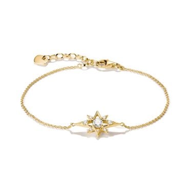 Thomas Sabo Star With White Stones Gold Tone Bracelet 1.1 x 2.1cm, 16cm + 3cm