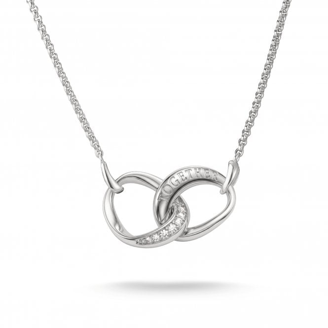 Thomas Sabo  Sterling Silver Chain Together CZ Necklace 1.2 x 2.8cm, 40-45cm