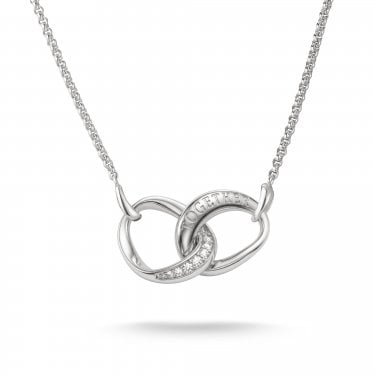 Thomas Sabo Sterling Silver Chain Together CZ Necklace 1.2 x 2.8cm, 40-45cm