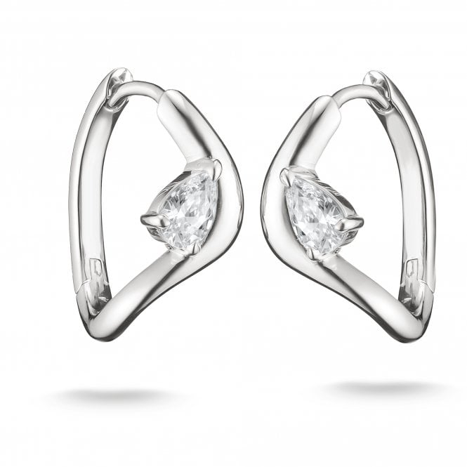 Thomas Sabo  Sterling Silver Teardrop CZ Hoop Earrings 0.75 x 1.9cm