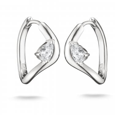 Thomas Sabo Sterling Silver Teardrop CZ Hoop Earrings 0.75 x 1.9cm