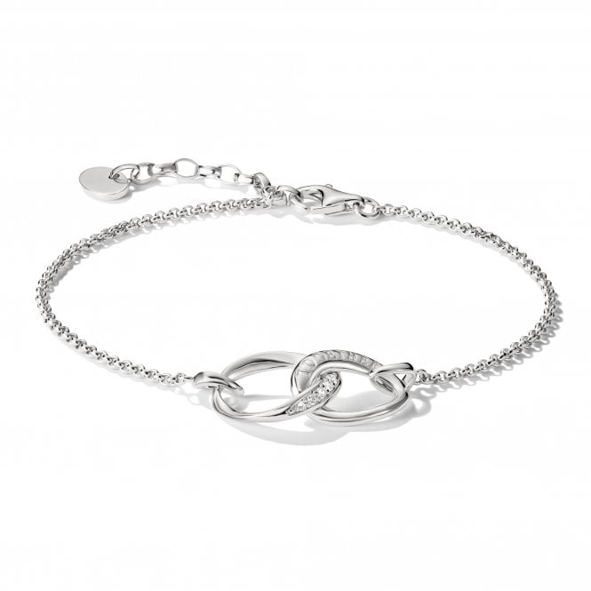 Thomas Sabo  Sterling Silver Together Intertwined Circles Bracelet With CZ 16cm + 3cm