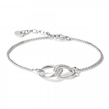 Thomas Sabo Sterling Silver Together Intertwined Circles Bracelet With CZ 16cm + 3cm