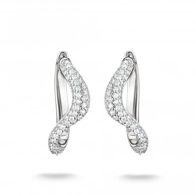 Thomas Sabo  Sterling Silver Wavy CZ Hoop Earrings 1.5 x 1.9cm