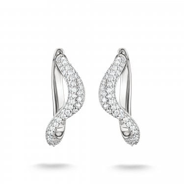 Thomas Sabo Sterling Silver Wavy CZ Hoop Earrings 1.5 x 1.9cm