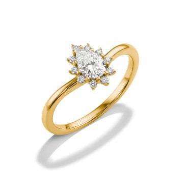 Thomas Sabo Teardrop Gold Tone CZ Ring, 0.8 x 0.7cm, Size 56