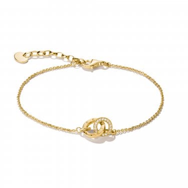 Thomas Sabo Together Intertwined Gold Tone Circles Bracelet With CZ 0.9 x 1.7cm, 16cm + 3cm