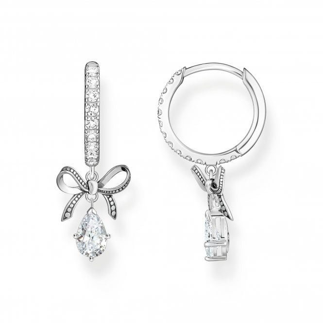 Thomas Sabo  True Romance CZ Bow Drop Hoop Earrings 2.6 x 0.9cm