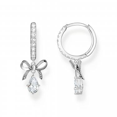 Thomas Sabo True Romance CZ Bow Drop Hoop Earrings 2.6 x 0.9cm
