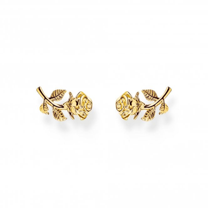Thomas Sabo  True Romance Roses Romance Gold Tone Stud Earrings 1.4 x 0.7cm