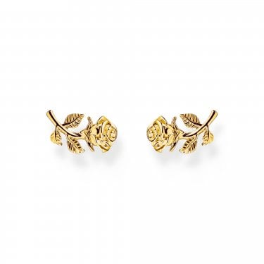 Thomas Sabo True Romance Roses Romance Gold Tone Stud Earrings 1.4 x 0.7cm