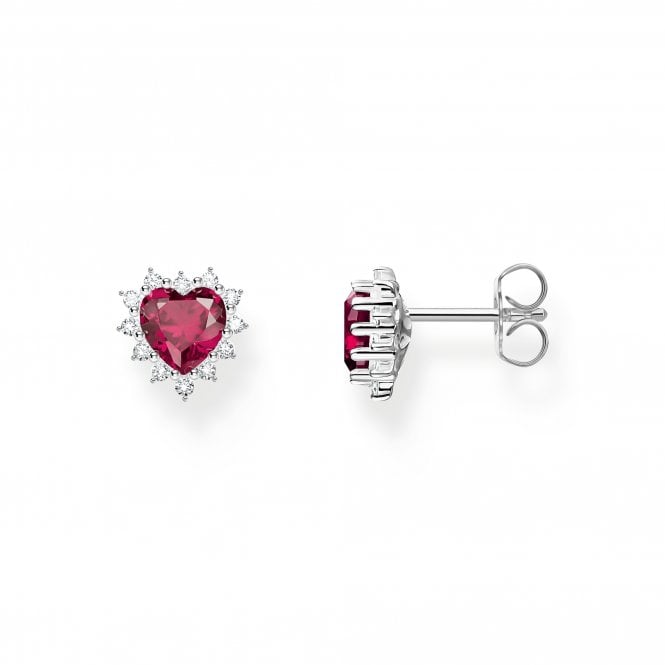 Thomas Sabo  True Romance Ruby CZ Heart Stud Earrings 0.9 x 0.9cm 