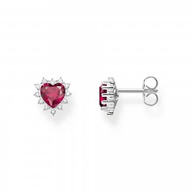 Thomas Sabo True Romance Ruby CZ Heart Stud Earrings 0.9 x 0.9cm 