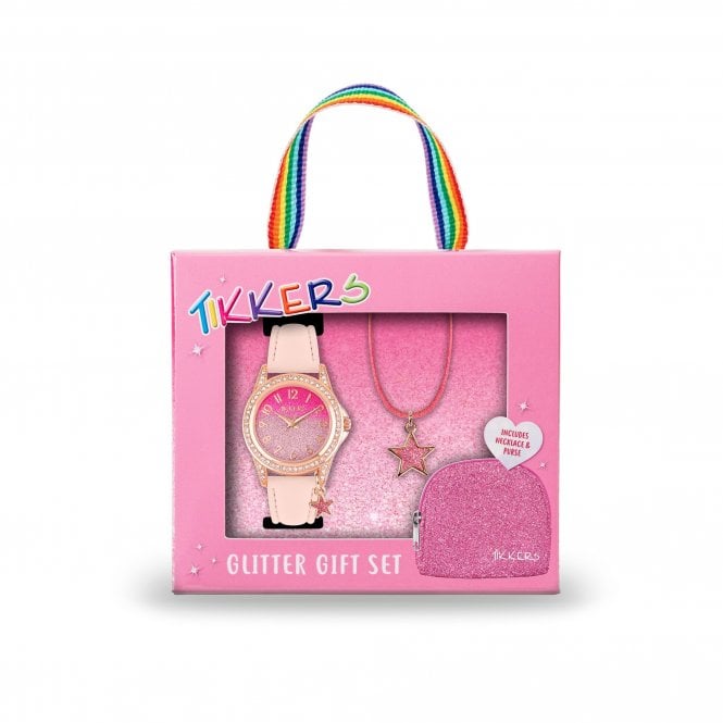 Tikkers  Pink Ombre Glitter Star Necklace & Watch Gift Set