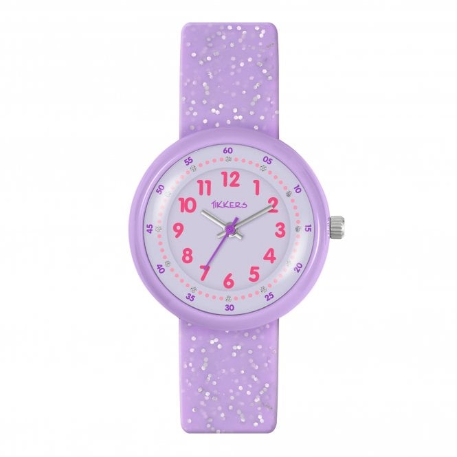 Tikkers  Purple Glitter Silicone Strap Watch 