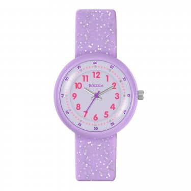 Tikkers Purple Glitter Silicone Strap Watch 