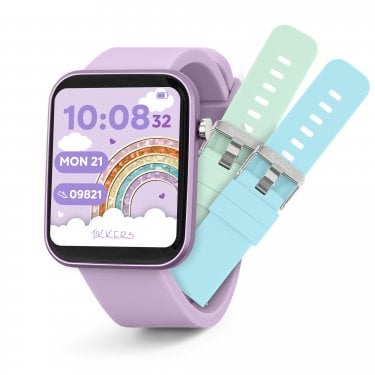 Tikkers Smart Series 13 Lilac Interchangeable Silicone Strap Smart Watch 