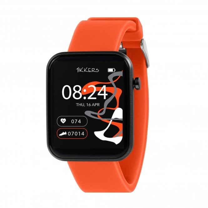 Tikkers  Smart Series 13 Orange Silicone Strap Smart Watch