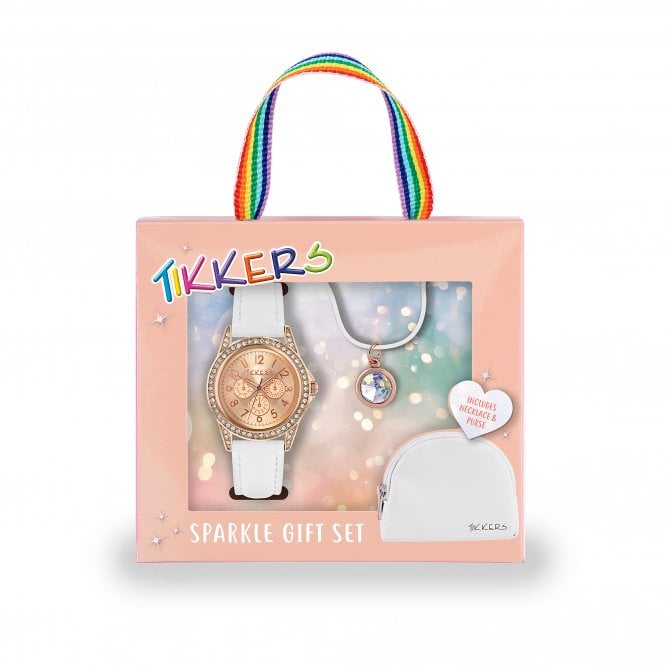 Tikkers  Stone Set Sparkle Necklace, Purse & Watch Gift Set