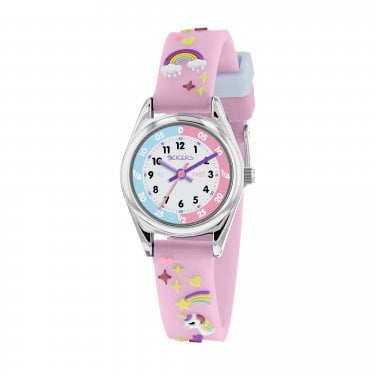 Tikkers Time Teacher Pink Unicorn 3D Silicone Strap Watch 
