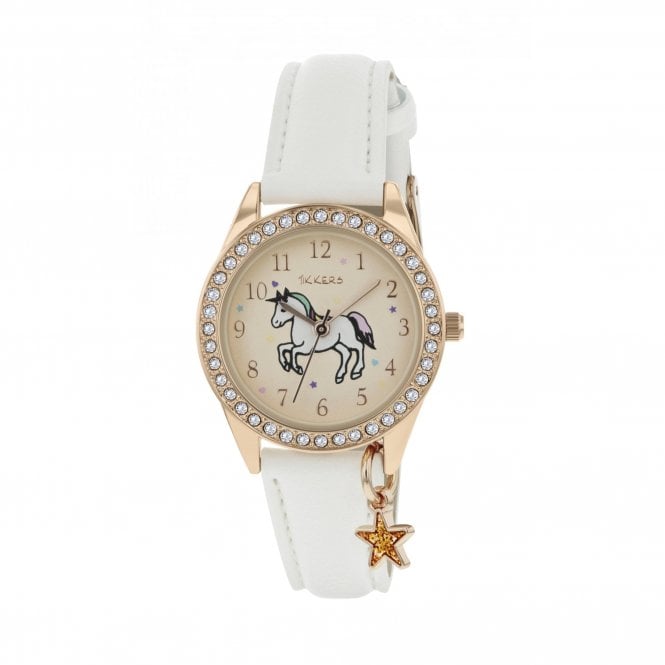 Tikkers  Unicorn White Leather Strap Watch