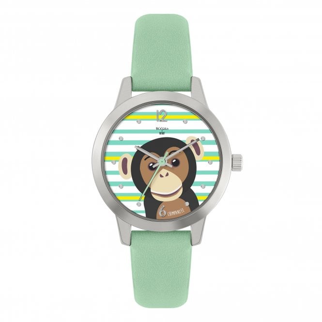 Tikkers  WWF Chimpanzee Dial Leather Strap Watch